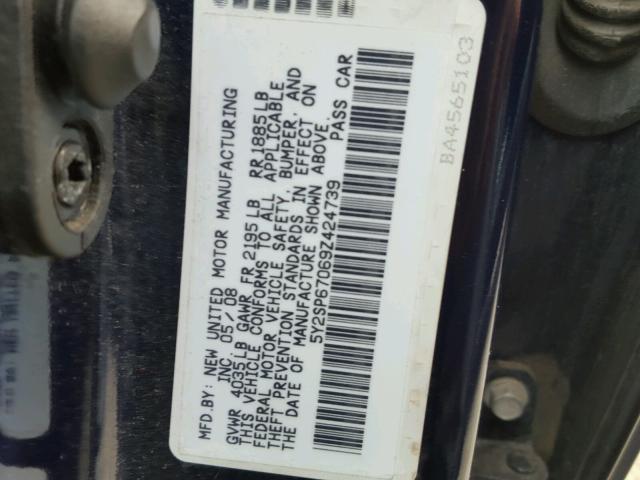 5Y2SP67069Z424739 - 2009 PONTIAC VIBE BLUE photo 10