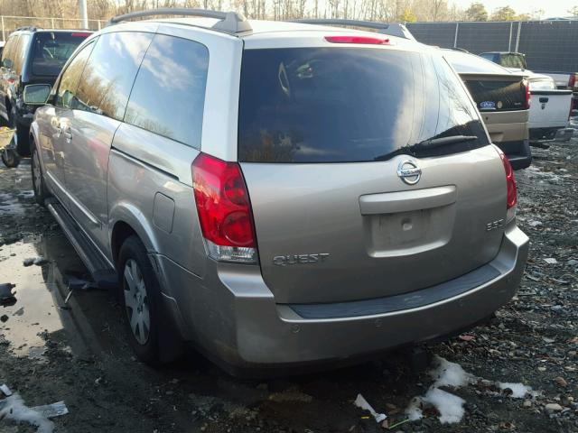 5N1BV28U05N136275 - 2005 NISSAN QUEST S BEIGE photo 3