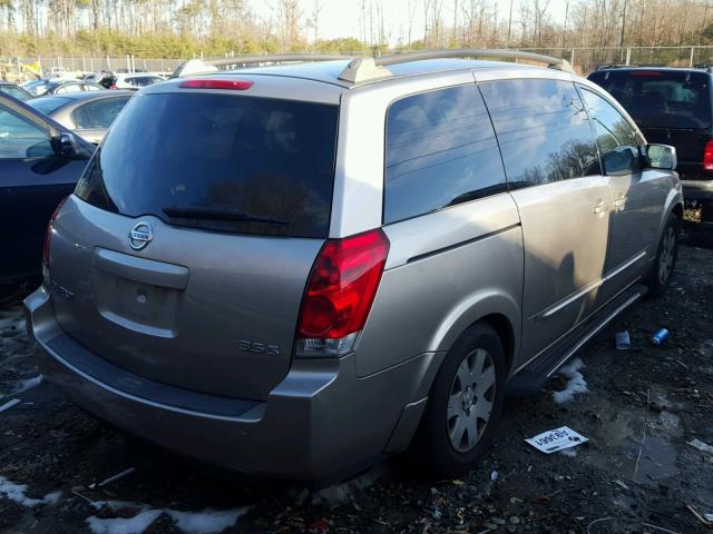 5N1BV28U05N136275 - 2005 NISSAN QUEST S BEIGE photo 4