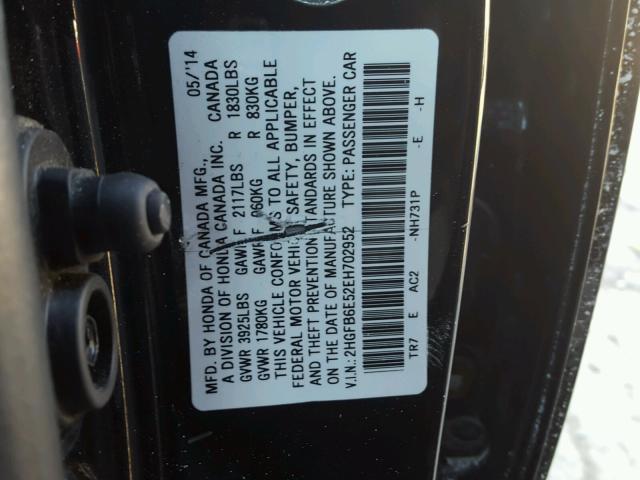 2HGFB6E52EH702952 - 2014 HONDA CIVIC SI BLACK photo 10