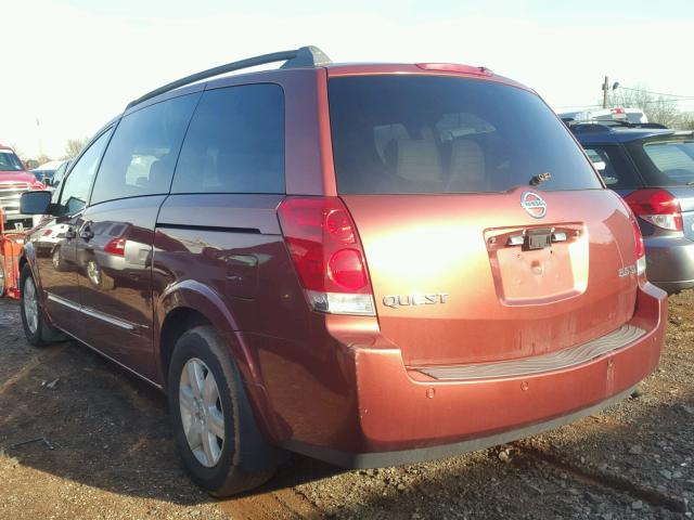 5N1BV28U54N339936 - 2004 NISSAN QUEST S RED photo 3