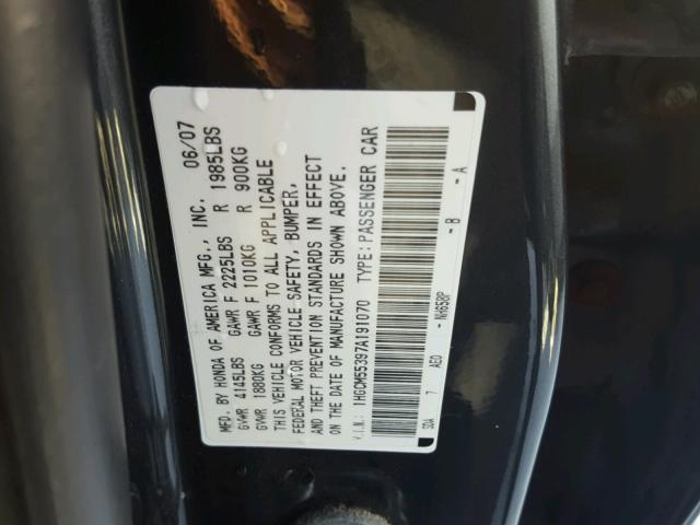 1HGCM55397A191070 - 2007 HONDA ACCORD SE GRAY photo 10