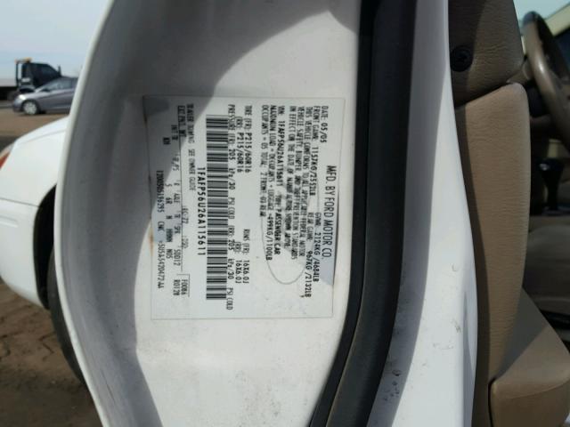 1FAFP56U26A115611 - 2006 FORD TAURUS SEL WHITE photo 10