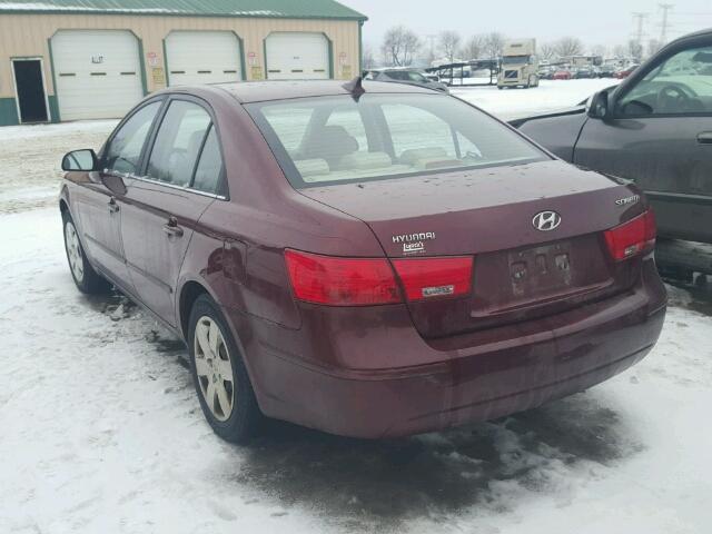 5NPET46C69H481314 - 2009 HYUNDAI SONATA GLS MAROON photo 3