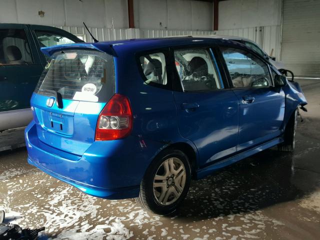 JHMGD38617S015276 - 2007 HONDA FIT S BLUE photo 4