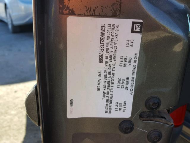 1G2WK52J72F176569 - 2002 PONTIAC GRAND PRIX ვერცხლისფერი ფოტო 10