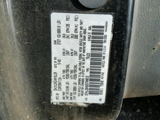 1B7HL38X92S700815 - 2002 DODGE DAKOTA QUA BLACK photo 10