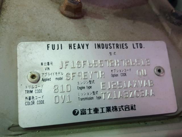 JF1SF65572H726513 - 2002 SUBARU FORESTER S TAN photo 10