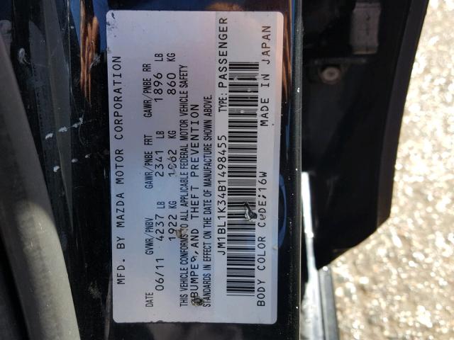 JM1BL1K34B1498455 - 2011 MAZDA SPEED 3 黑色 照片 10