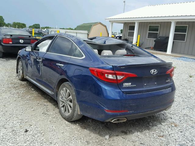 5NPE34AF3HH437240 - 2017 HYUNDAI SONATA SPO BLUE photo 3