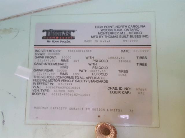 4UZ6CFAA3YCG10849 - 2000 FREIGHTLINER CHASSIS FS 黄色 照片 10