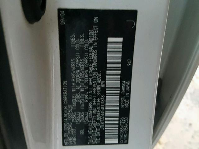 JTLKT334454001818 - 2005 TOYOTA SCION XB Ақ фото 10