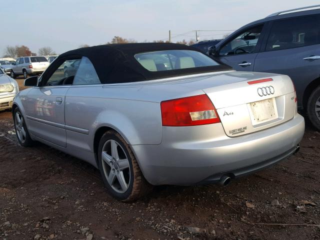 WAUAC48H15K007075 - 2005 AUDI A4 1.8 CAB SILVER photo 3