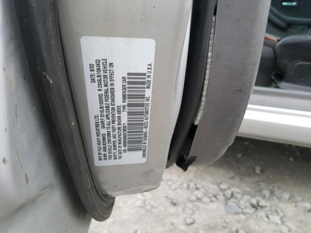 4S3BH635037303271 - 2003 SUBARU LEGACY L SILVER photo 10