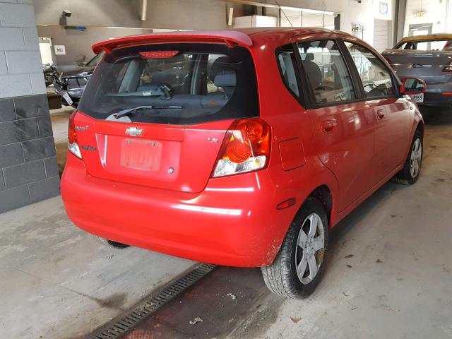 KL1TD66617B694185 - 2007 CHEVROLET AVEO BASE Qırmızı foto 4
