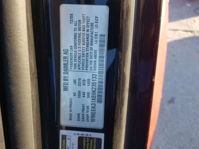 WMEEK31X89K235133 - 2009 SMART FORTWO PAS 红色 照片 10