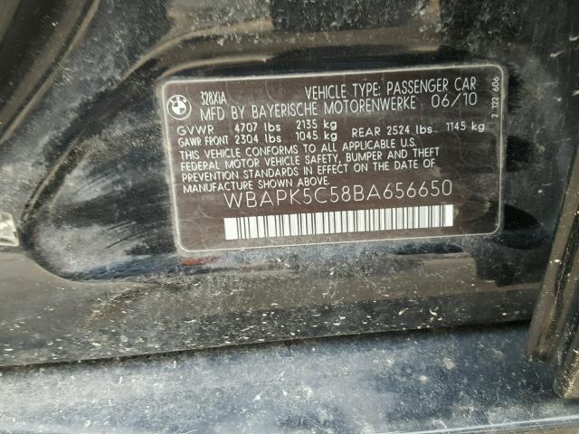 WBAPK5C58BA656650 - 2011 BMW 328 XI SUL BLACK photo 10