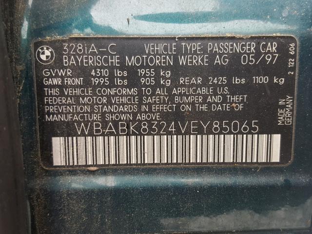 WBABK8324VEY85065 - 1997 BMW 328 IC AUT GREEN photo 10