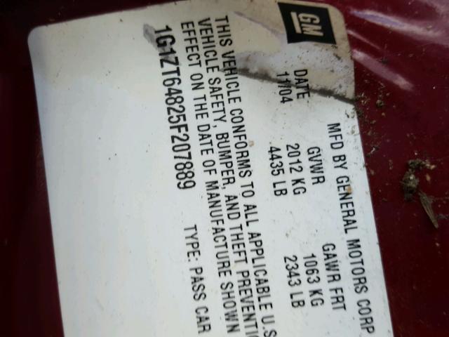 1G1ZT64825F207889 - 2005 CHEVROLET MALIBU MAX წითელი ფოტო 10