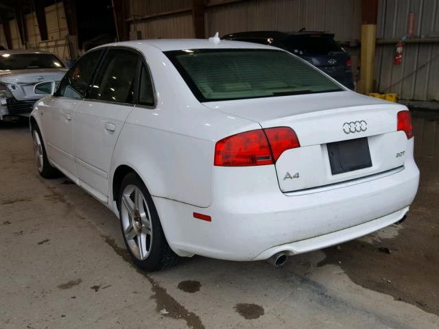 WAUAF78E78A046410 - 2008 AUDI A4 2.0T WHITE photo 3