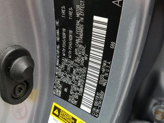 5TDBKRFH3FS101950 - 2015 TOYOTA HIGHLANDER SILVER photo 10