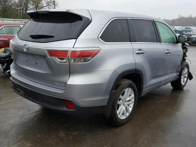 5TDBKRFH3FS101950 - 2015 TOYOTA HIGHLANDER SILVER photo 4