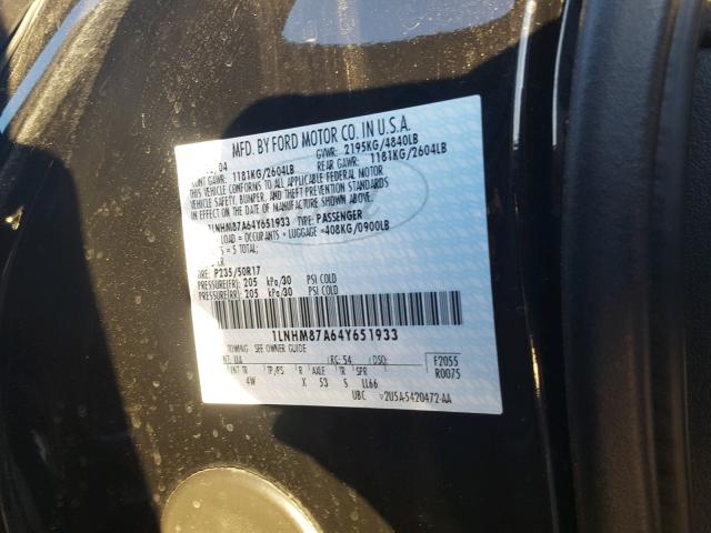 1LNHM87A64Y651933 - 2004 LINCOLN LS 黑色 照片 10