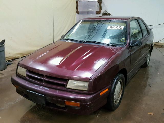 1B3XP64KXPN649134 - 1993 DODGE SHADOW ES MAROON photo 2