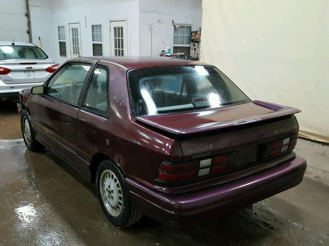 1B3XP64KXPN649134 - 1993 DODGE SHADOW ES MAROON photo 3