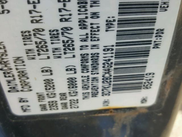 3D7KU28CX4G241191 - 2004 DODGE RAM 2500 S GRAY photo 10