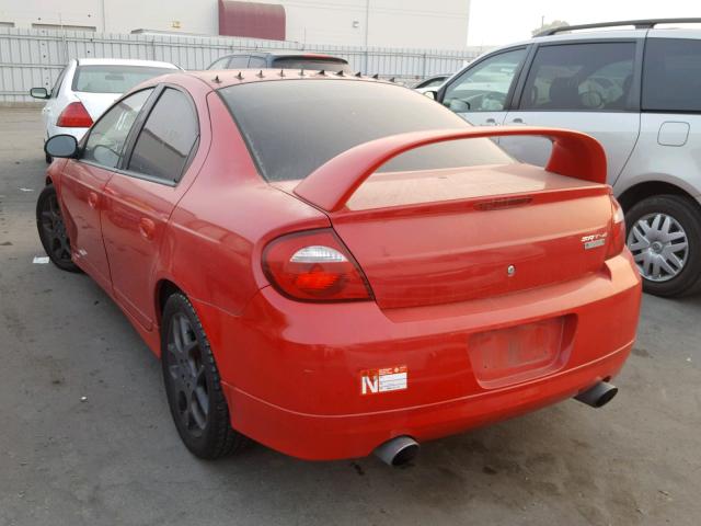 1B3ES66S25D211049 - 2005 DODGE NEON SRT-4 RED photo 3