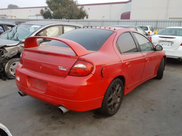 1B3ES66S25D211049 - 2005 DODGE NEON SRT-4 RED photo 4