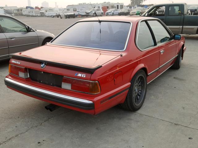 WBAEE1417J2561301 - 1988 BMW M6 RED photo 4