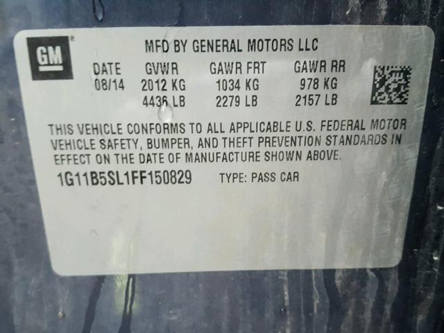 1G11B5SL1FF150829 - 2015 CHEVROLET MALIBU LS ლურჯი ფოტო 10