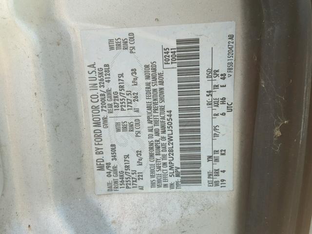 5LMPU28L2WLJ50544 - 1998 LINCOLN NAVIGATOR GRAY photo 10