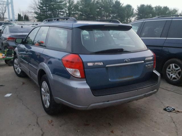 4S4BP60C287354957 - 2008 SUBARU OUTBACK BLUE photo 3