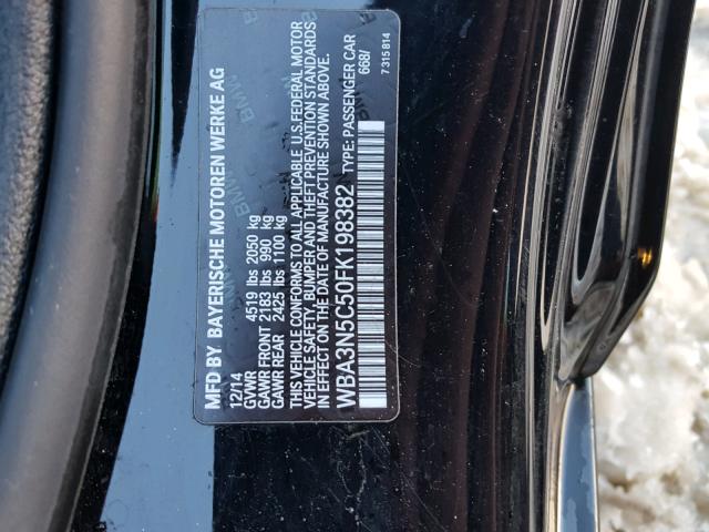 WBA3N5C50FK198382 - 2015 BMW 428 XI BLACK photo 10