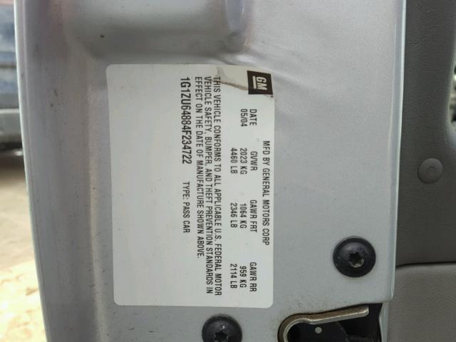 1G1ZU64884F234722 - 2004 CHEVROLET MALIBU MAX ვერცხლისფერი ფოტო 10