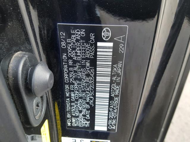 JTKJF5C72D3054261 - 2013 TOYOTA SCION TC შავი ფოტო 10