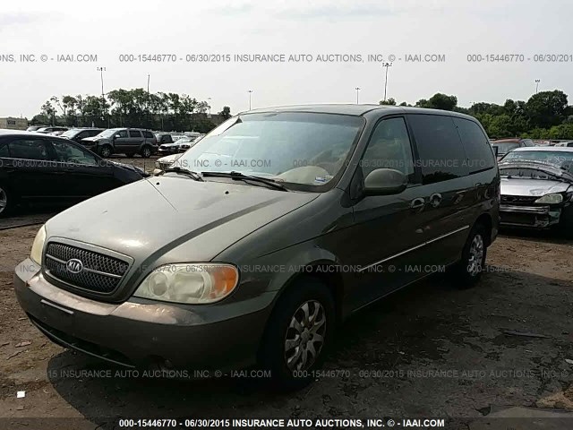 KNDUP131946518599 - 2004 KIA SEDONA EX/LX GREEN photo 2