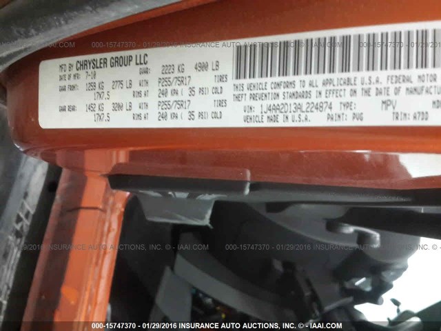 1J4AA2D13AL224874 - 2010 JEEP WRANGLER SPORT 橙色 照片 9