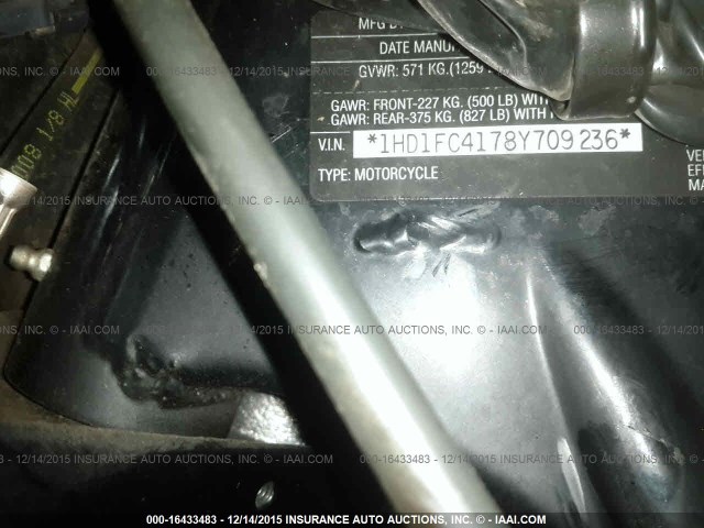 1HD1FC4178Y709236 - 2008 HARLEY-DAVIDSON FLHTCUI BLACK photo 10