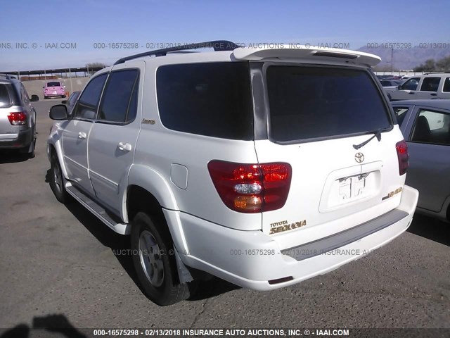 5TDBT48AX1S010618 - 2001 TOYOTA SEQUOIA LIMITED WHITE photo 3