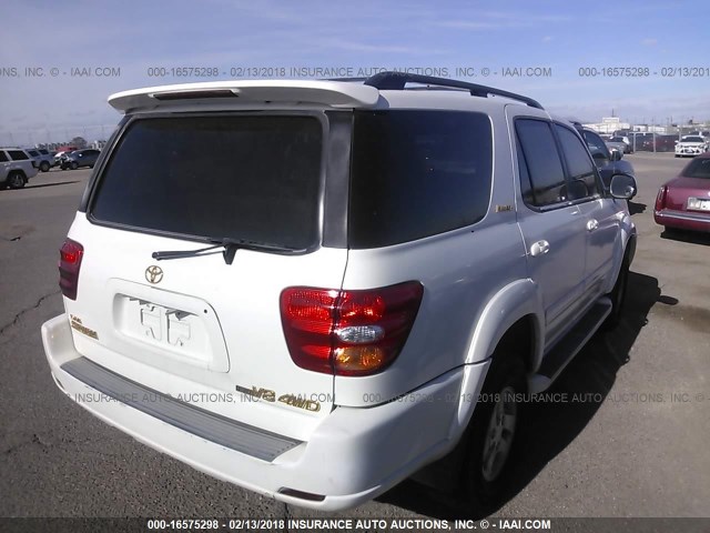 5TDBT48AX1S010618 - 2001 TOYOTA SEQUOIA LIMITED WHITE photo 4