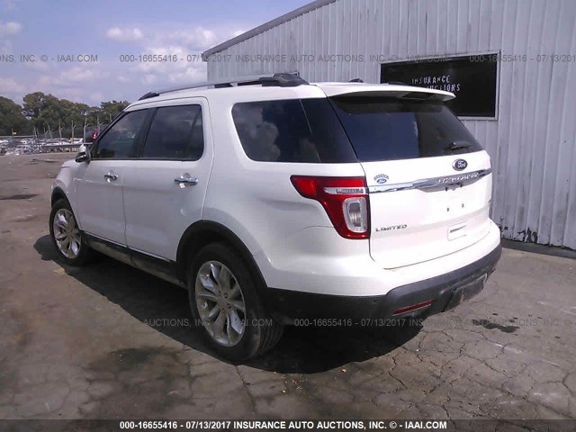 1FM5K7F88FGB22686 - 2015 FORD EXPLORER LIMITED WHITE photo 3