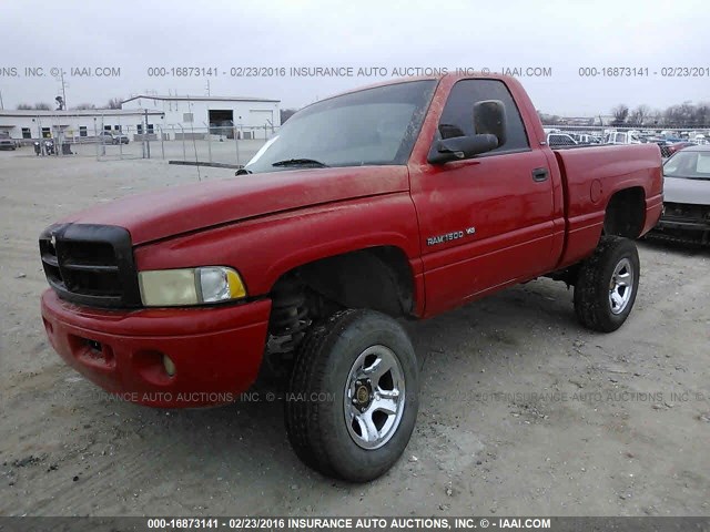 1B7HF16Z71S111891 - 2001 DODGE RAM TRUCK RAM 1500 RED photo 2