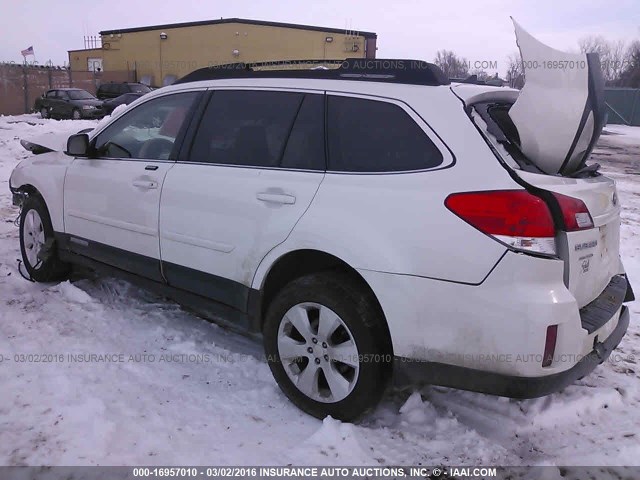 4S4BRCKC7B3390468 - 2011 SUBARU OUTBACK 2.5I LIMITED WHITE photo 3