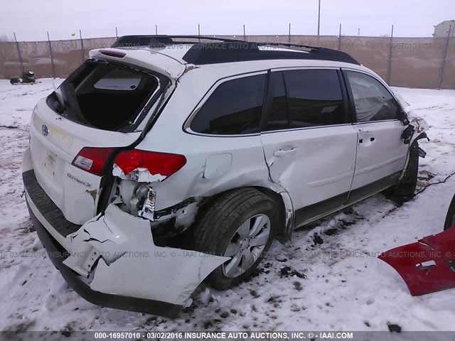 4S4BRCKC7B3390468 - 2011 SUBARU OUTBACK 2.5I LIMITED WHITE photo 4