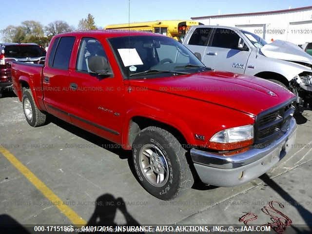 1B7GL2AZXYS743585 - 2000 DODGE DAKOTA QUAD RED photo 1