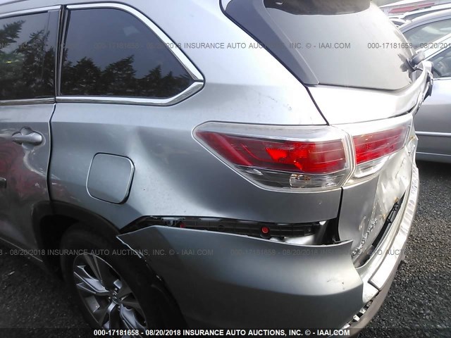 5TDJKRFHXFS188080 - 2015 TOYOTA HIGHLANDER XLE SILVER photo 6